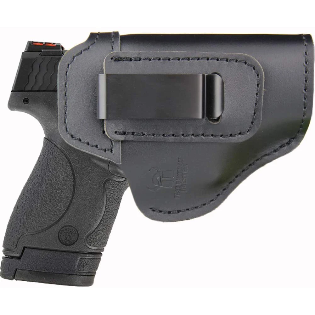 

IWB Leather Holster for Inside Waistband Concealed Carry Fits:S&W M&P Shield-Glock19 26 29 30 32 43-Beretta Px4-RUGER Handguns