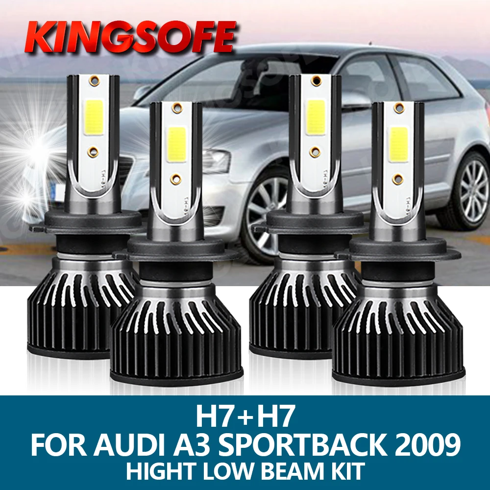 

Автомобисветильник фары KINGSOFE, светодиодсветодиодный фары для Audi A3 Sportback 2009, 4 шт., H7, 6000 лм, 72 Вт, К, белый чисветильник COB, комплект фар ближнего...