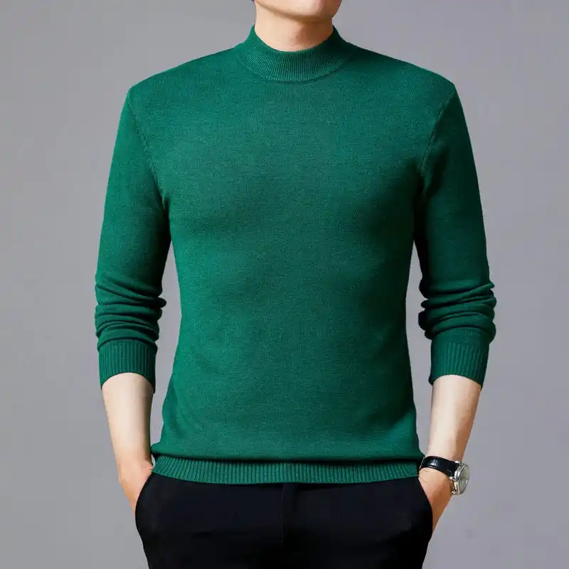 New Warm Sweater Pullovers 2023 Autumn Winter Fashion Half Turtleneck Jumper Men's Clothing Knitted Sweaters Pull Ropa De Hombre