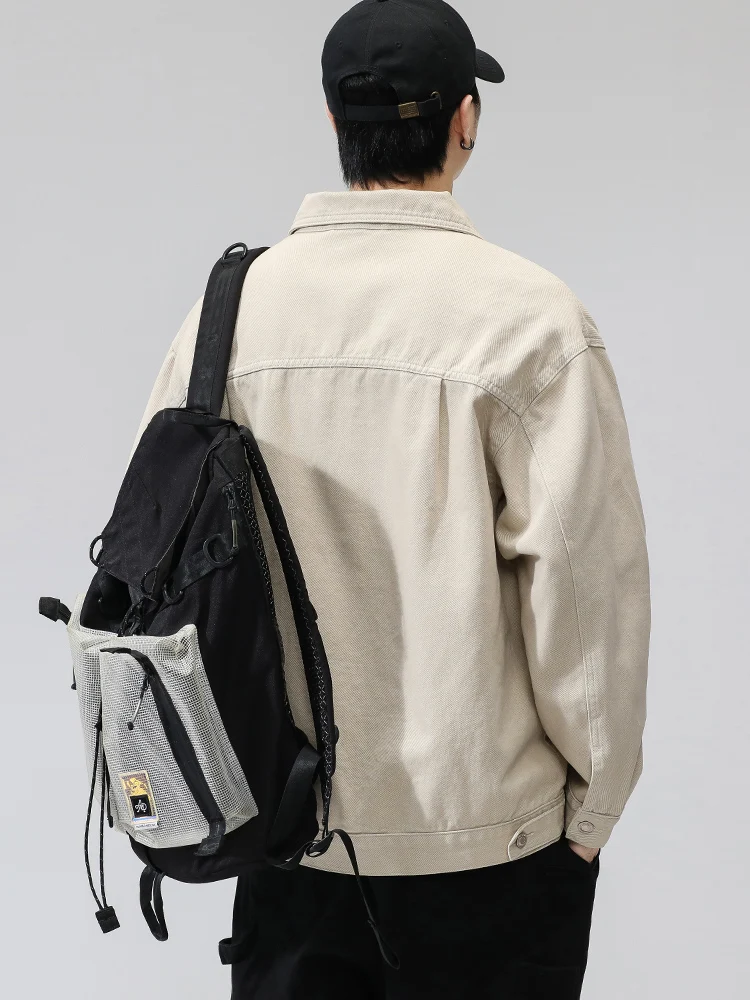 Senma up Gson Fashion Brand Denim jacket Men's Autumn High Sense Cargo Outerwear Pu Shuai Shirt Spring and