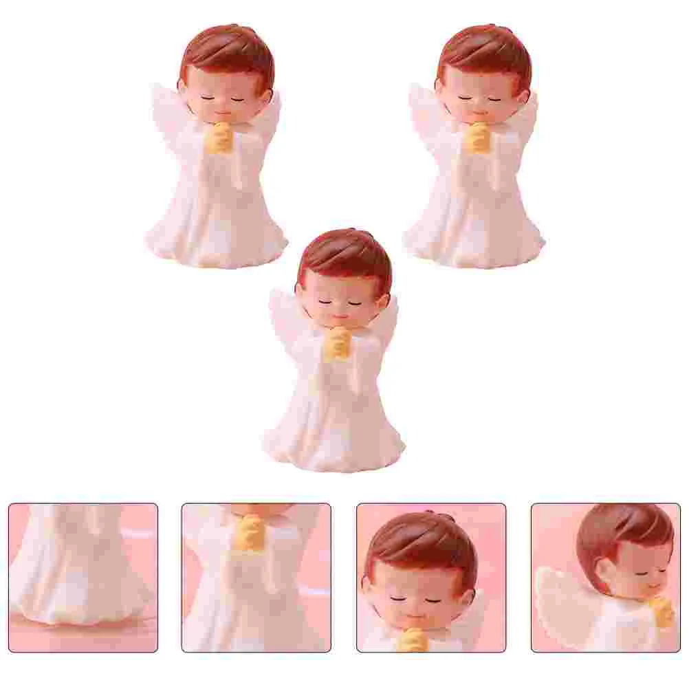 

3 Pcs Praying Angel White Figurine Mini Fairy Figurines Blessing Model Adornment Baby Statue Desktop Plastic Craft