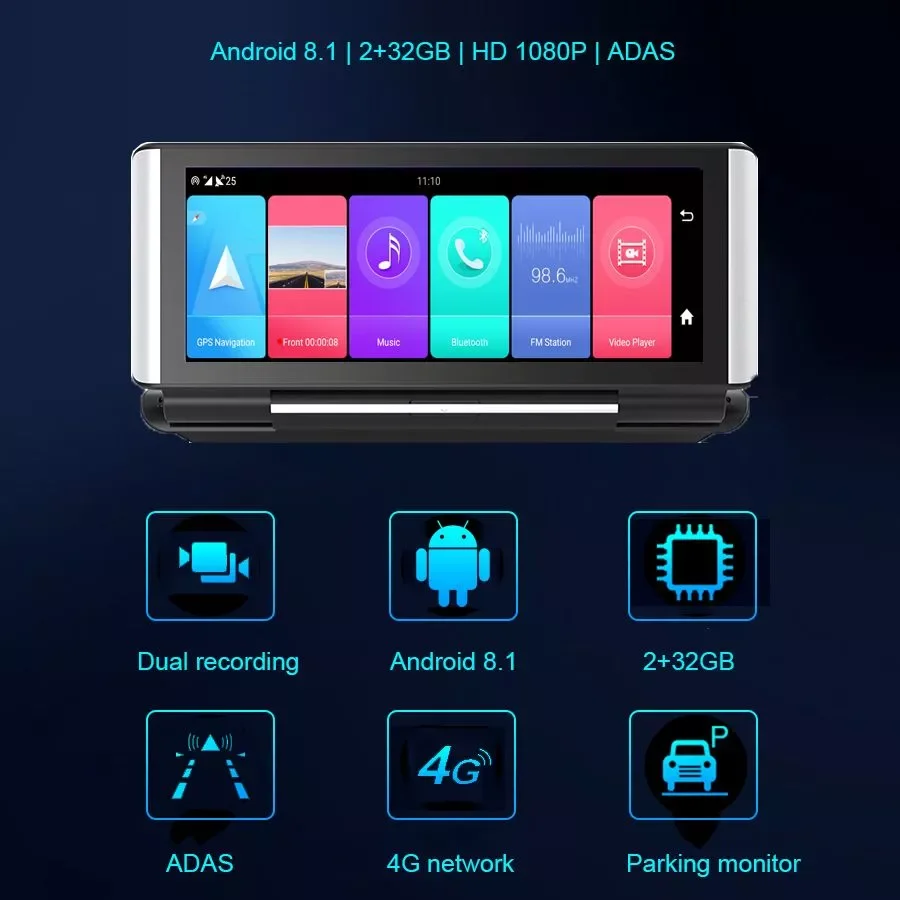 

Автомобильный видеорегистратор, 7 дюймов, Android 1080, камера заднего вида, G-датчик, Автомобильный видеорегистратор, монитор, 4G, Wi-Fi, GPS-навигация, ...