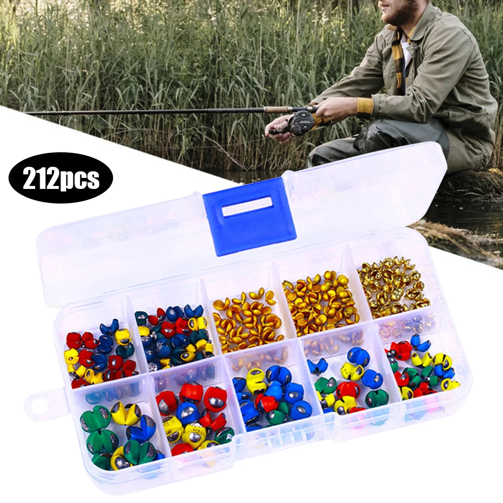 

212pcs Bite Fishing Sinkers Round Plumb Drop Fishing Sinker Weight Smooth Colorful Saltwater Tackle Tool Fishing Equipment