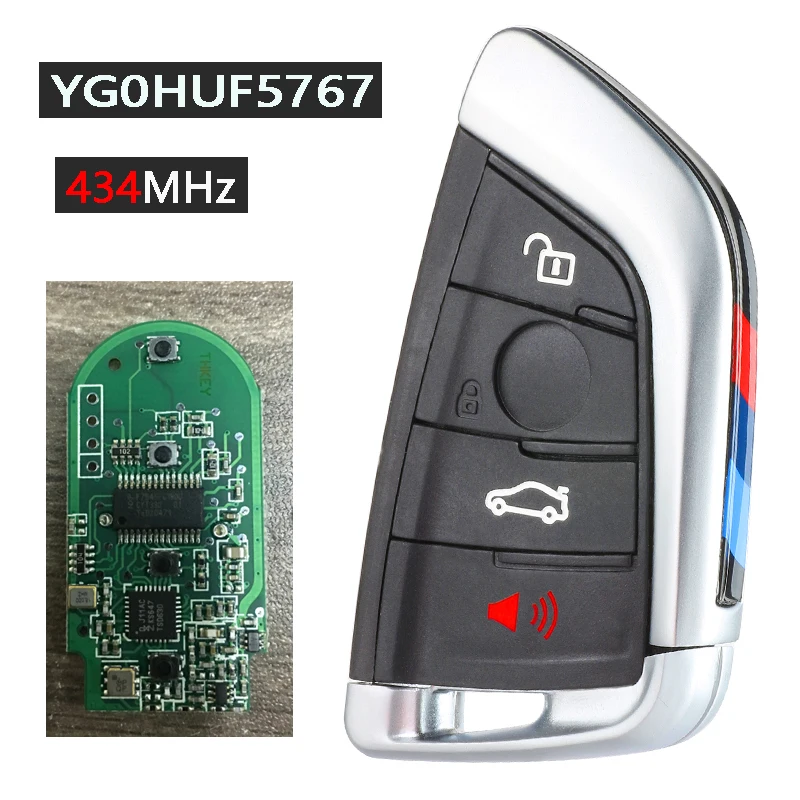 

KEYECU 315/434/868 МГц PCF7953 Чип CAS4 CAS4 + Модифицированная система 4-кнопочного дистанционного брелока для BMW F Chassis 5 7 Series Silver