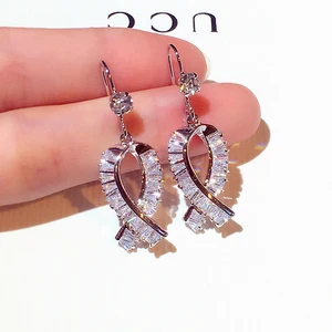 Korean Super Shining Rhinestone Crystal Geometric Earring for Women Transparent Bling Zircon Stud Earrings Wedding Bijoux