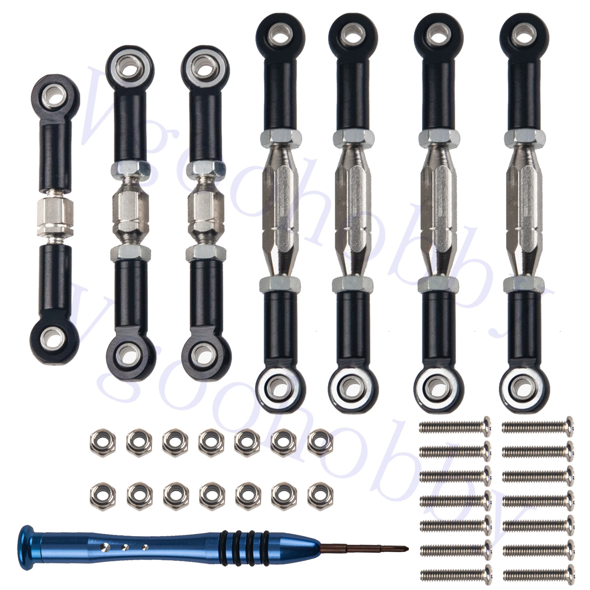 

Metal Turnbuckle Pull Rod Steering Linkages Arm Tie Rod Ends Servo Link Rod with Screwdriver for WLtoys 144001 1/14 RC Car Buggy