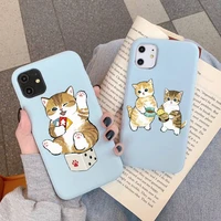 japanese funny cartoon cat phone case for iphone 11 12 13 mini pro xs max 8 7 6 6s plus x xr solid candy color case