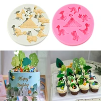 mini 7 holes 3d dinosaur shaped silicone chocolate cookies cake mold diy baking candy fondant moulds cake decorating tools