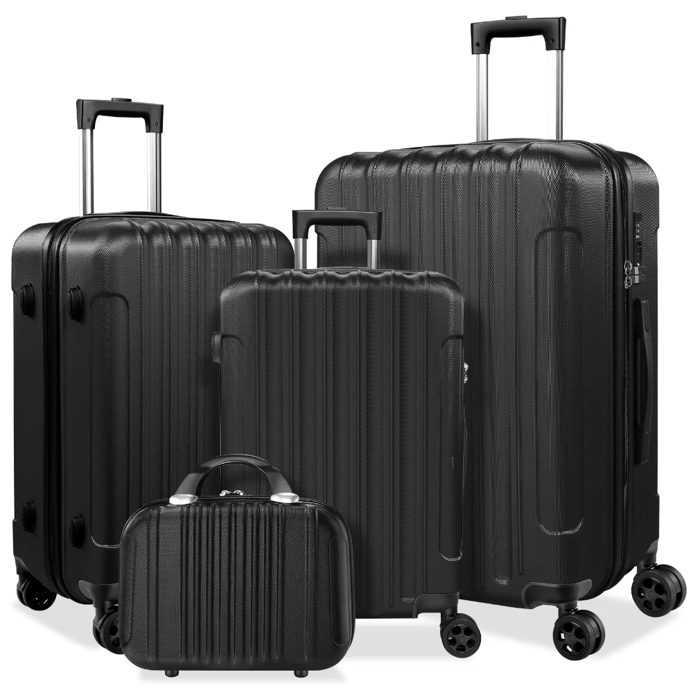 

SUGIFT 4 Piece Luggage Sets ABS Hardshell Hardside with TSA Lock, Black