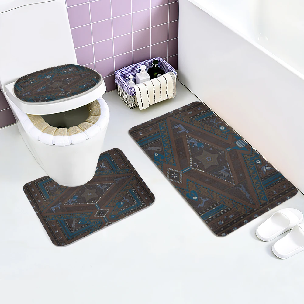 

3 шт./компл., коврик для ванной комнаты, набор ковриков для туалета, коврик для душа, декоративный абсорбирующий нескользящий богемный сканди...