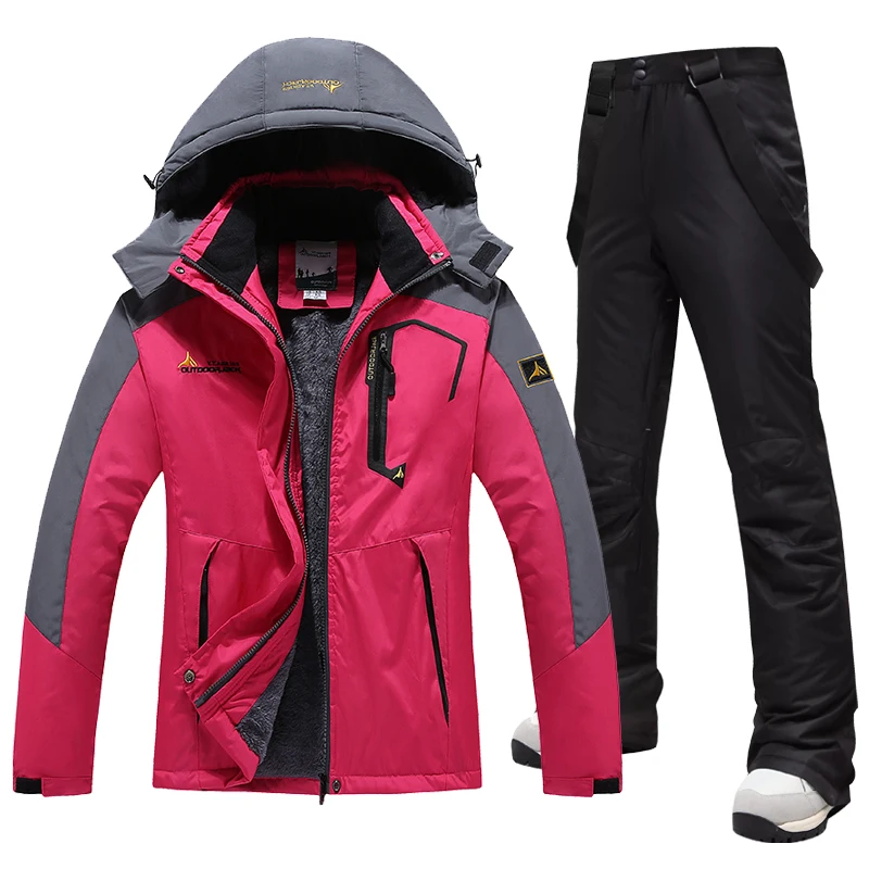 Ski Suit For Women Waterproof Snow Jacket Pants Outdoor Snowboard Wear Set Women's Winter Fleece Warm Snow Skiing Outfits