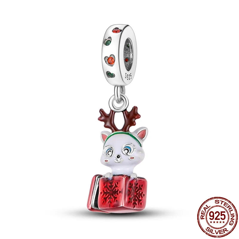 

2021 New Plata Ornaments Ley 925 Silver Gift Box Deer Pendant Beads Suitable Original for Pandora Bracelet Ladies DIY Jewelry
