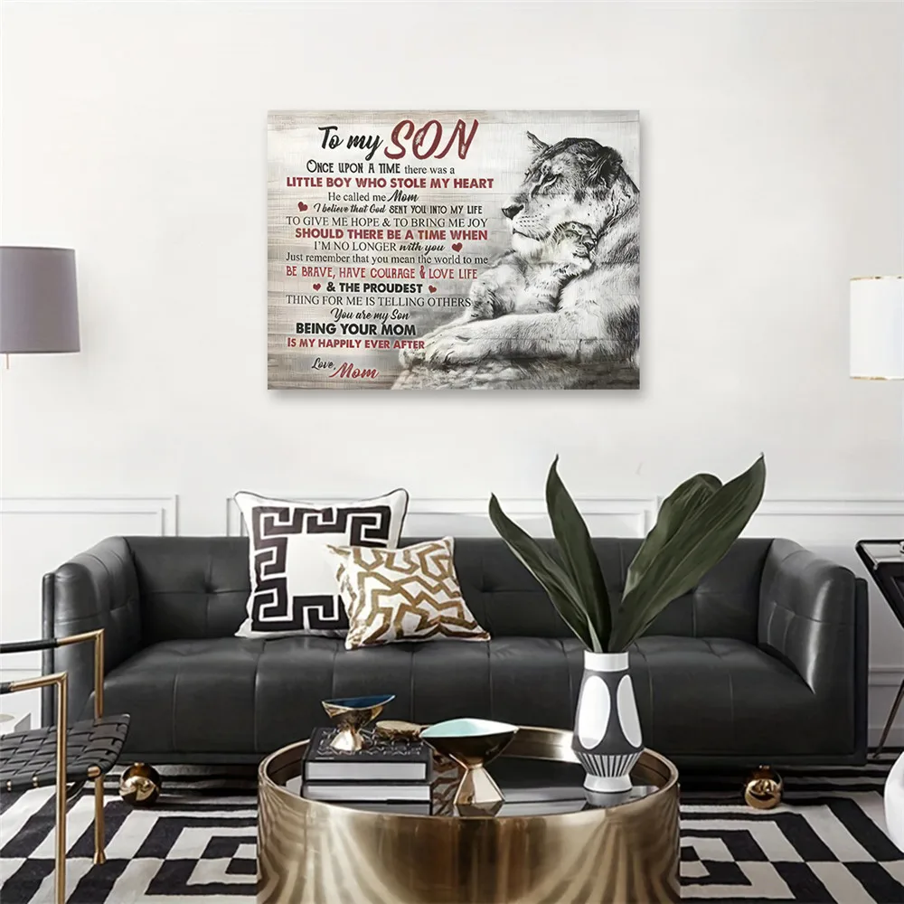 Вдохновляющий моему сыну принт на холсте постер в стиле ретро мотивационный лев