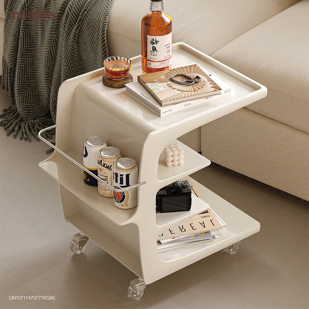 

Side Table of Sofa Acrylic Medieval Cart Cream Style Small Coffee Table Movable Storage Side Cabinet At The Head of The Bed