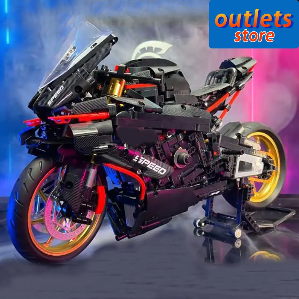 

BM002 высокотехнологичный мотоцикл черный воин спортивный локомотив статический Moc 42130 кирпич техническая Модель строительный блок игрушки для мальчиков 1920 шт.