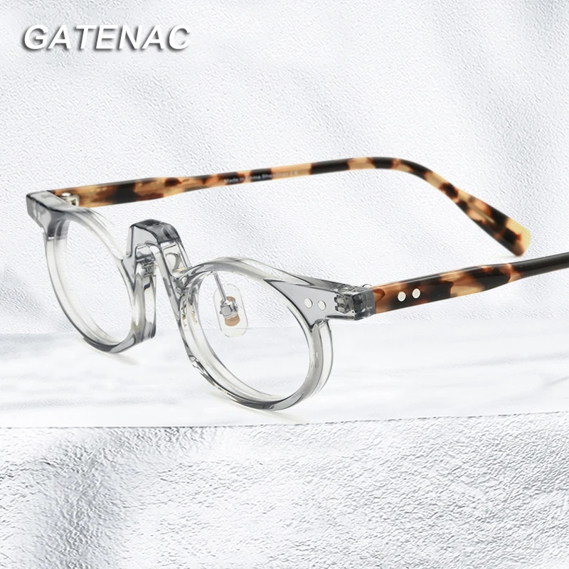 

Vintage Cat Eye Acetate Glasses Frame Women Round Myopia Optical Prescription Eyeglasses Frame Men Korea Luxury Brand Eyewear