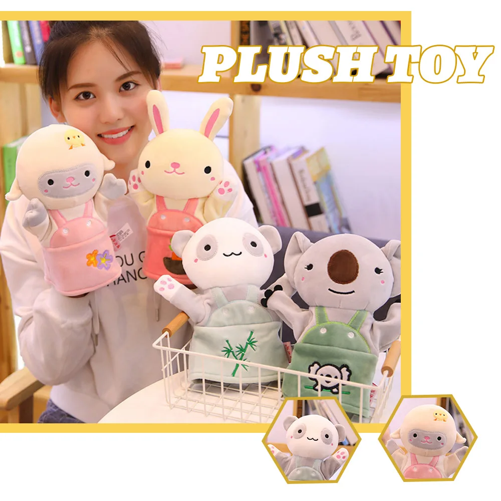 

Cute Plush Hand Puppet Pretend Playing Doll Soft Cartoon Animals Puppet Parent Style Optional Plush Toy Fun Children's Gifts LBV