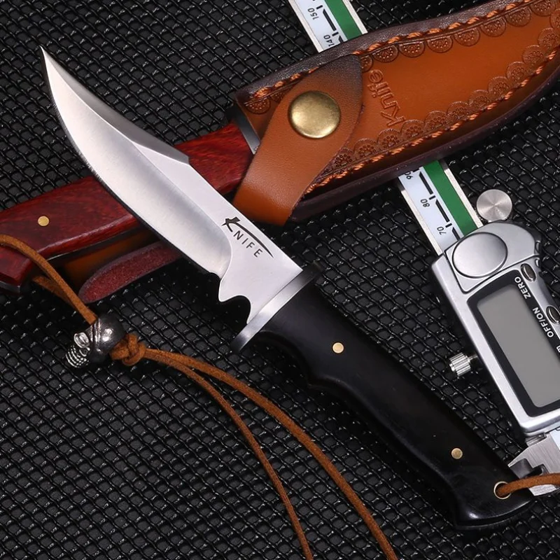 

Мини карманный нож с кожаным футляром, ножи с фиксированным клинком в стиле милитари для кемпинга и повседневного использования, охотничий нож для выживания в дикой природе