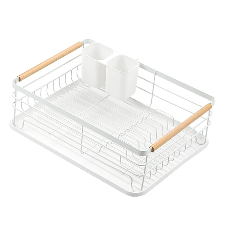 

1Pcs Cutlery Drainer Removable Drying Rack With Drip Tray And Cutlery Tray Dish Set For Plates Bowls Mugs Drainer(White)
