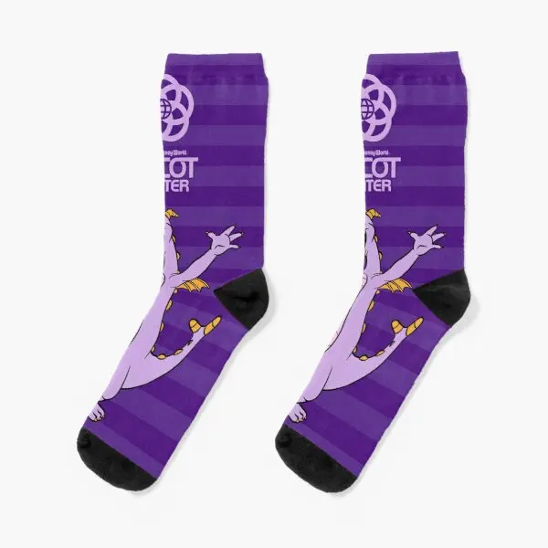 

Purple Striped Figment Crew Socks Funny Sports Pattern Comfortable Cotton Cartoon Ladies Winter Girls Cute Women Mens Black