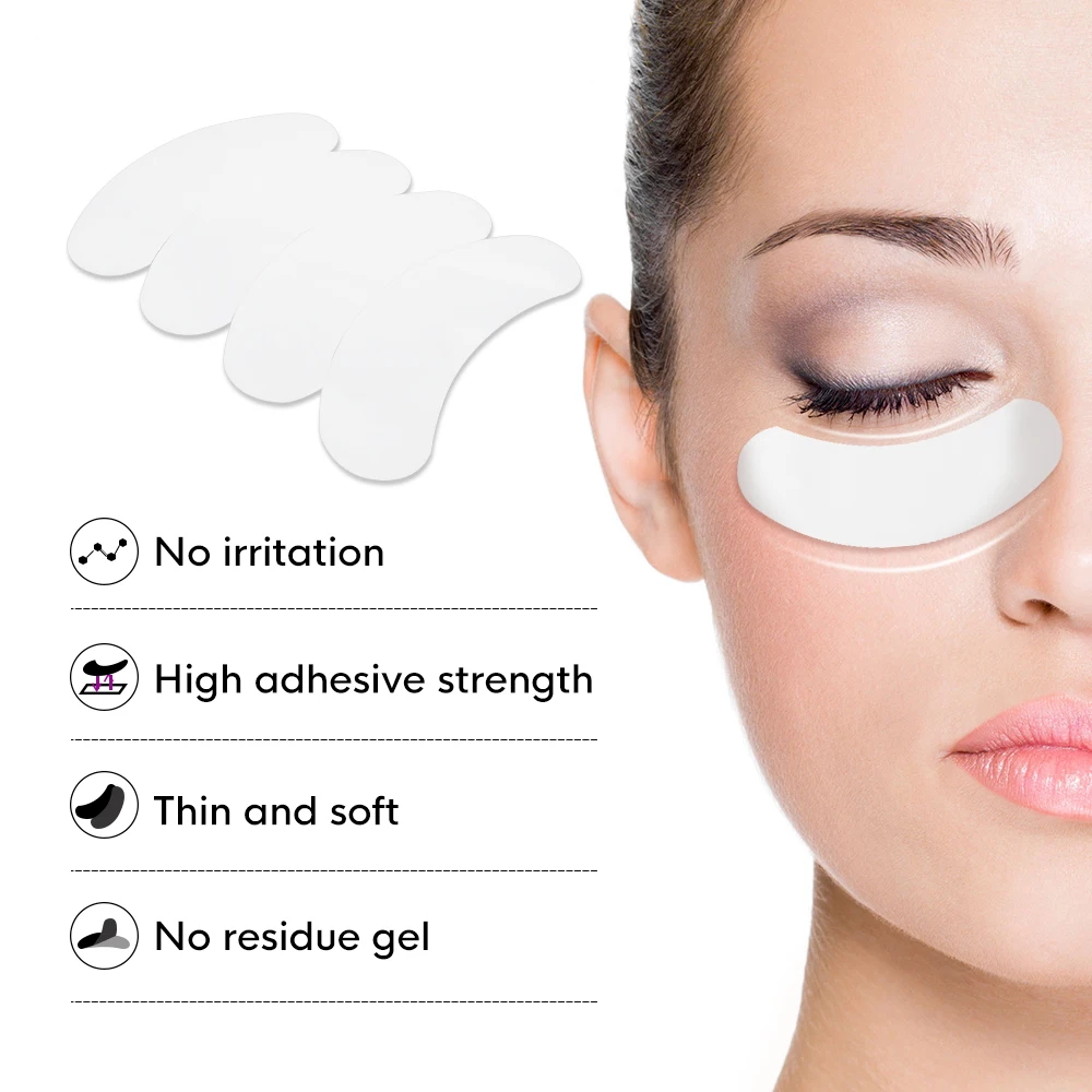MILAMOD 100pair Professional Lint-Free Surface Hypoallergenic Eye Pads Patches for Lash Extensions Eye Make Up Tools