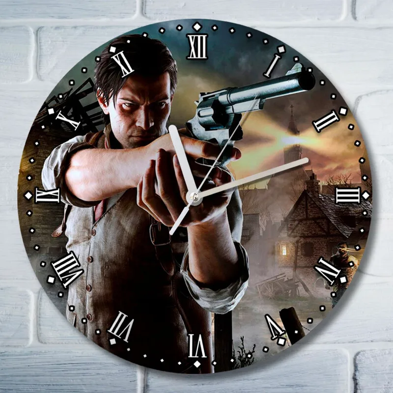 Настенные часы УФ с ярким рисунком игры The Evil Within (эвил вивин рувик джулия лаура