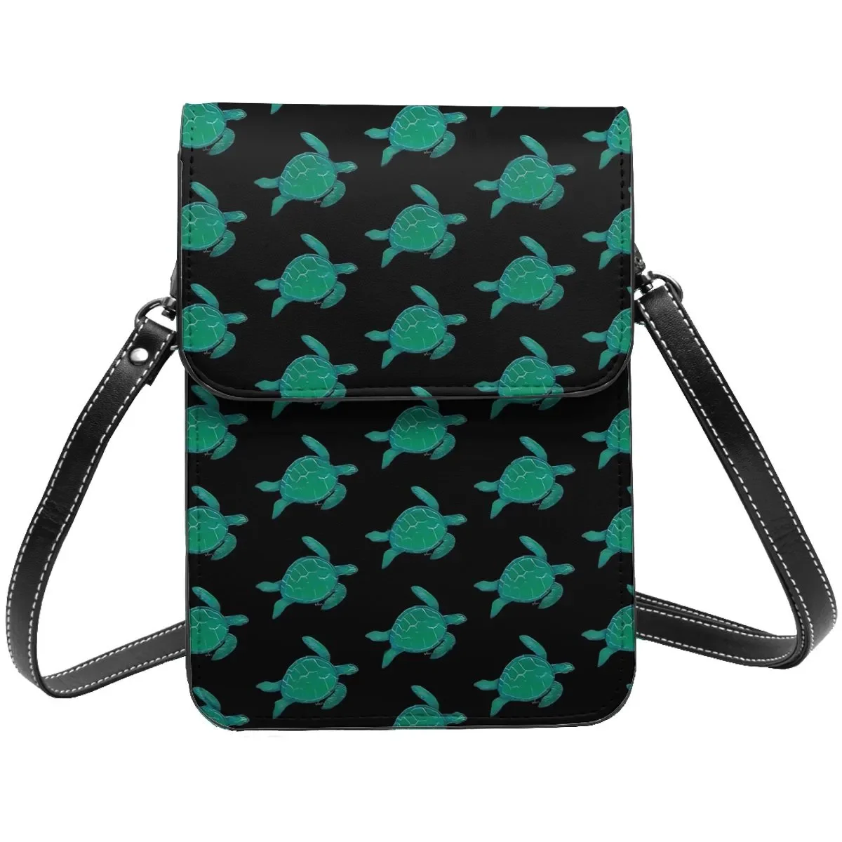 

Sea Turtle Painting Shoulder Bag Cute Animal Print Gift Vintage Mobile Phone Bag Leather Travel Female Bags