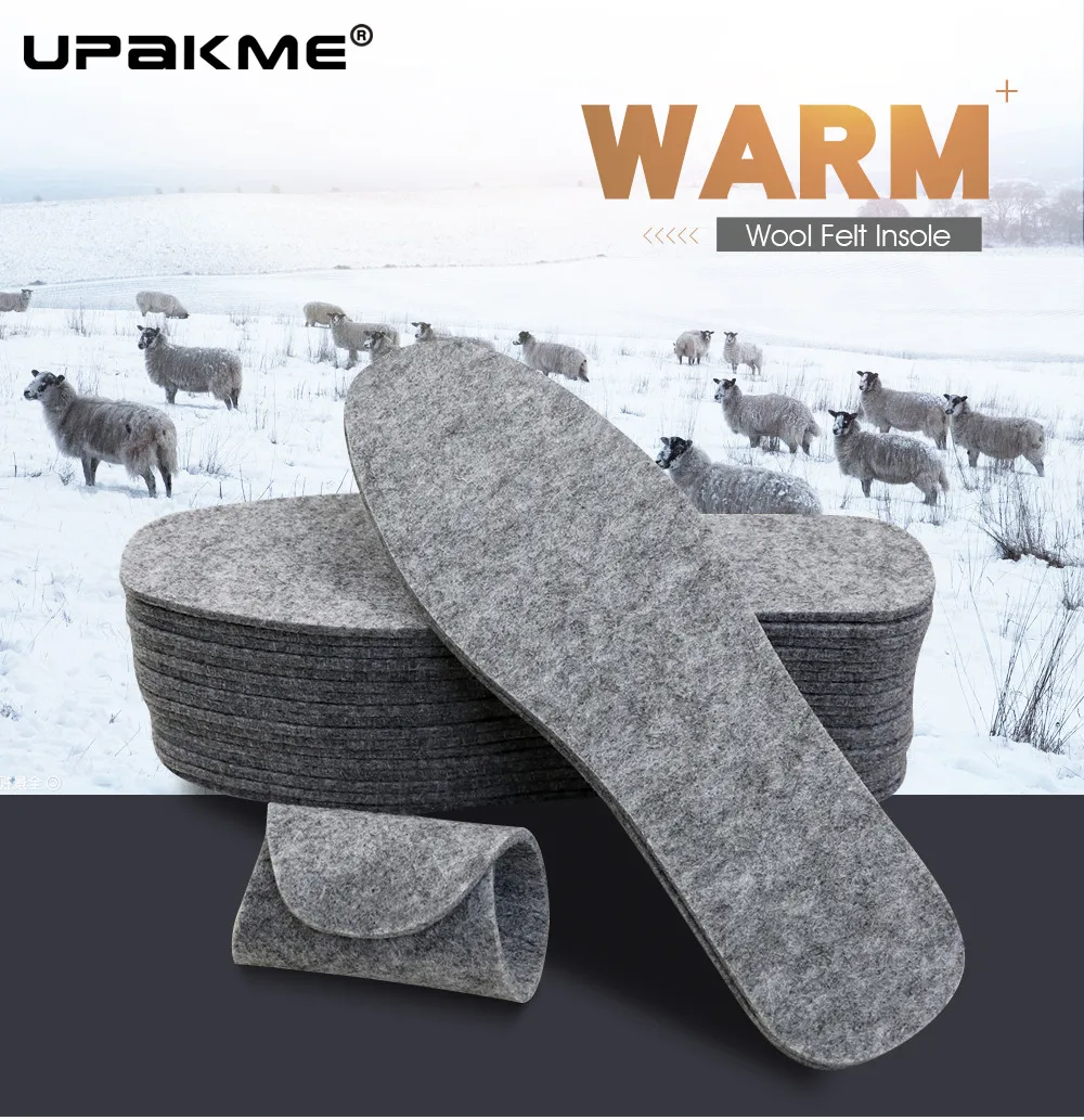 

5Pairs UPAKME New Winter Insole Wool Felt Warm Flat Feet insoles Pure Natural Wool Warm Heating Insole Children Unisex Men Women