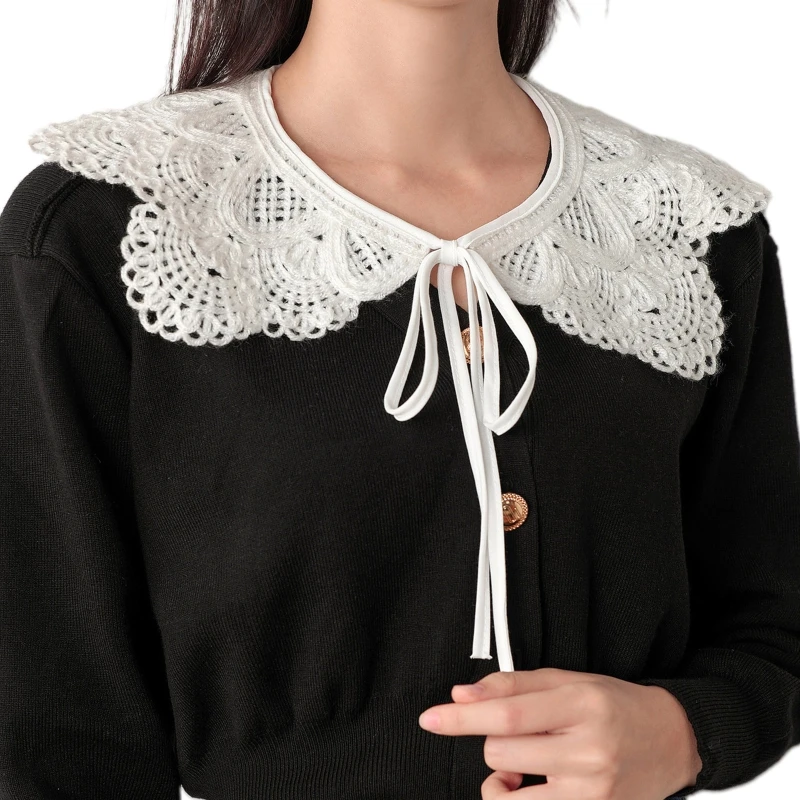 

MXMB Lace False Collar Vintage Hanfu Style Embroidery Collar Hollow Out Trim Neckline