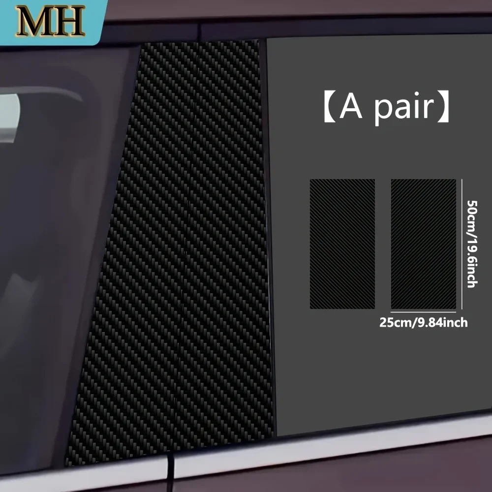 

2 шт., наклейка на дверную стойку с узором из углеродного волокна, водонепроницаемая полуматовая защитная пленка на стойку B