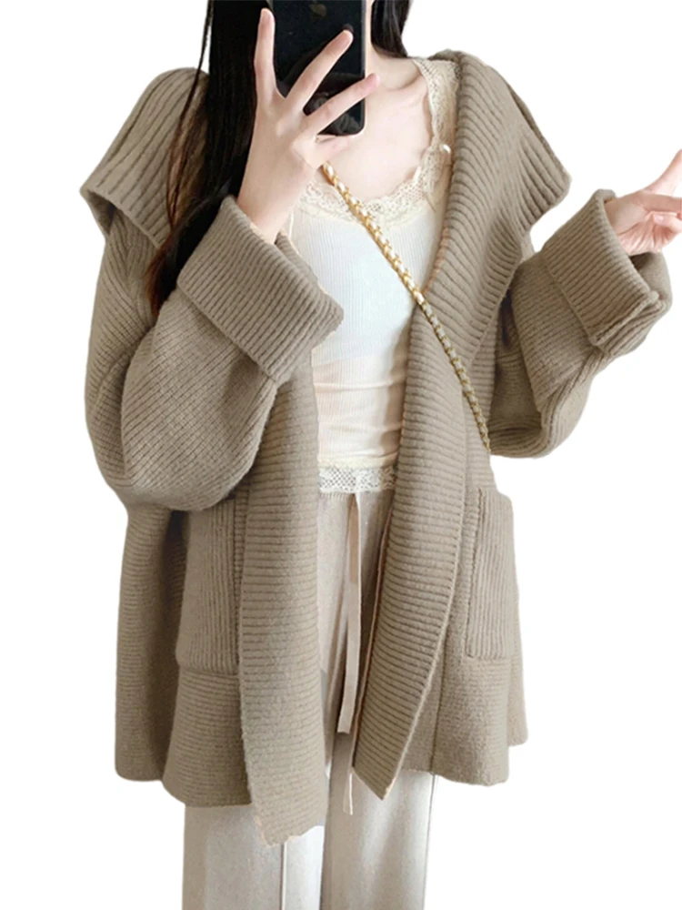 Корейская серия Idle Sle вязаный кардиган цвета хаки свитер для женщин осень и зима