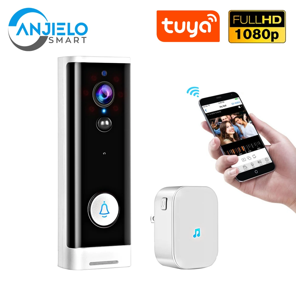 Tuya 1080P HD WiFi Video Doorbell Wireless Smart Home Door Bell Camera Mini Video Intercom Door IP Camera Video Surveillance