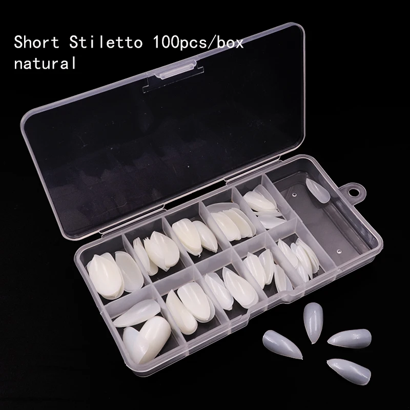 100 шт./коркор. накладные ногти короткий гроб Типсы для дизайна ногтей