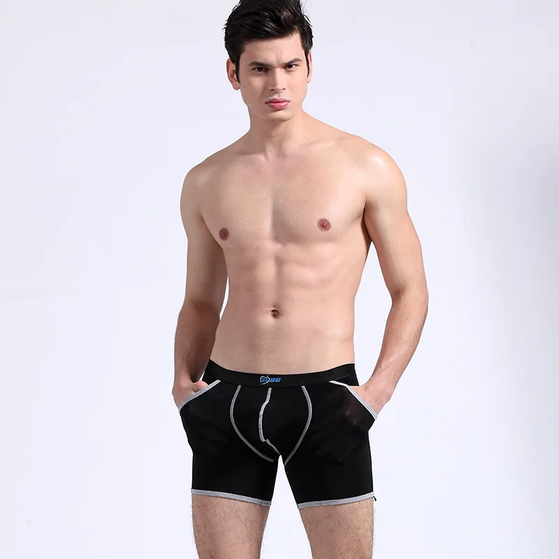 Man Summer Underwear Ice Silk Loose Bulge Pouch Lingerie Gay Erotic Boxers with Pocket Bikini for Travel Ultra-low Waist Briefs