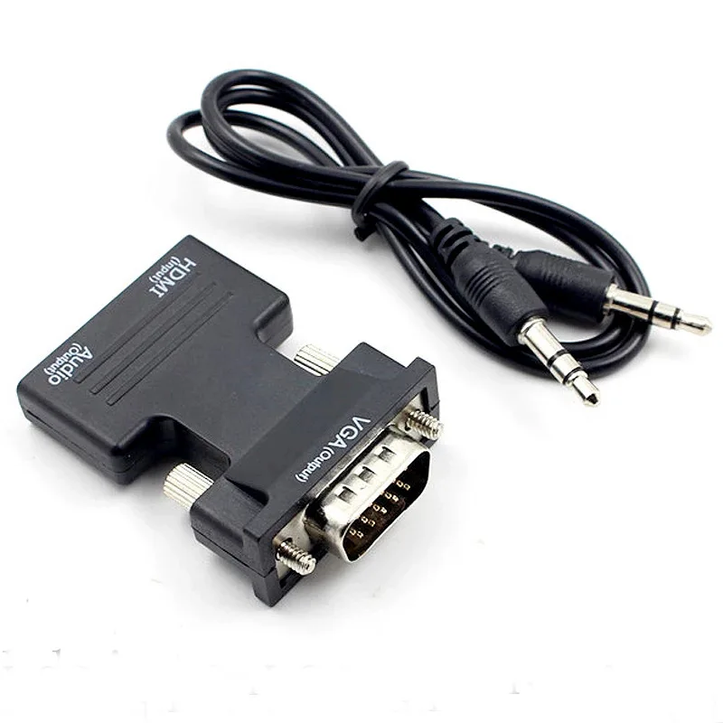 

HDMI-compatible Female To VGA Male Converter 3.5mm Audio Cable Adapter 1080P FHD Video Output for PC Laptop TV Monitor Projector