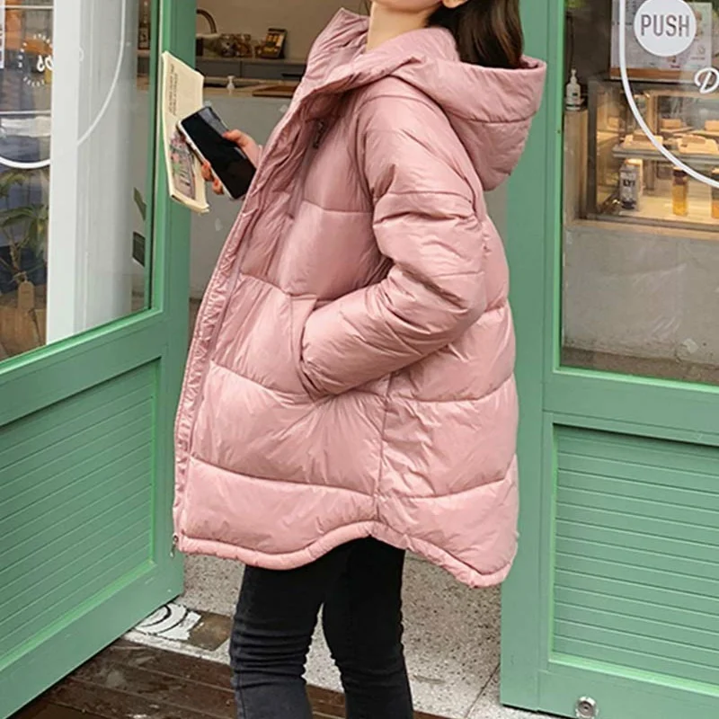 New Longsleeve Thick Down Parkas Jacket Female Coat CasualLong Hooded Coat Women Clothing 2023 Women Winter Women Warmth Jacket