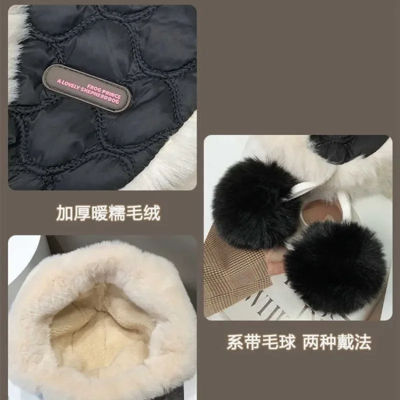 Милая плюшевая шапка с лисьими ушками женская зимняя утолщенная теплая