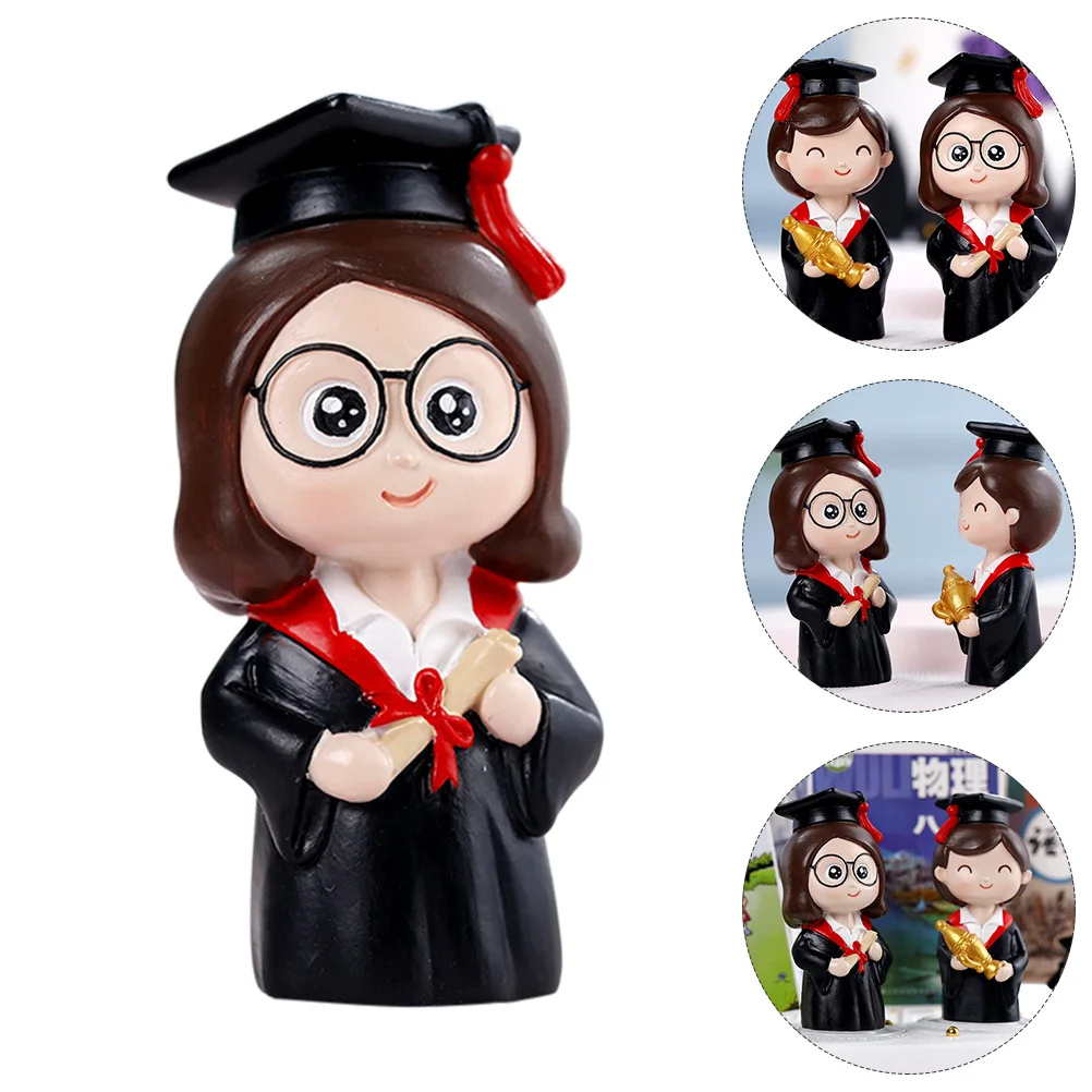 

Оригинальные куклы для девочек, статуэтка торта, верхняя шляпа, выпускной, модель торта из смолы, класс 2021, студент