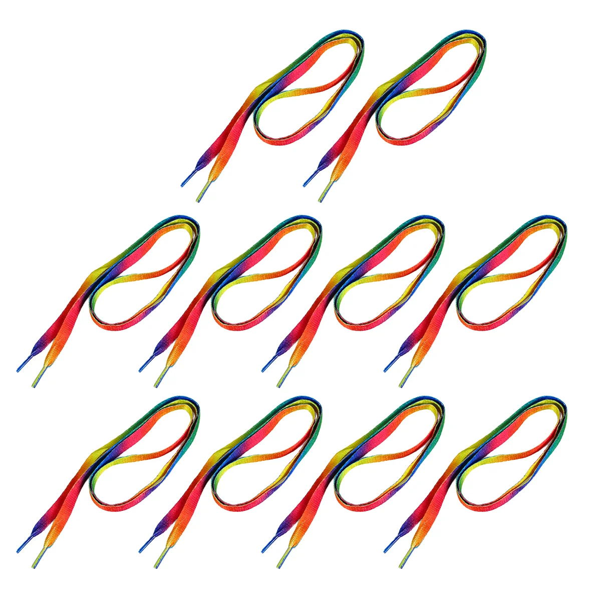 

10 Pairs 80CM Shoelaces Rainbow Gradient Colorful Shoe Laces Flat for Shoes Sneakers (Coloful)