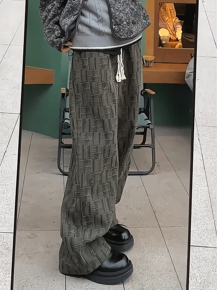 American Corduroy Loose Pants Men's Autumn and Winter Fleece-lined Thickened Wide Leg Sweatpants Straight Casual