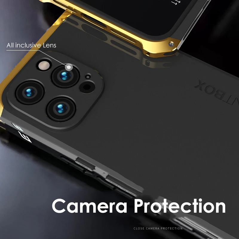 Alloy Metal Silicone Frame For iPhone 13 12 11 14 Pro Max 13Mini 14Plus XS XR X Three-stage Shell Lens Protection PC Hard Cover