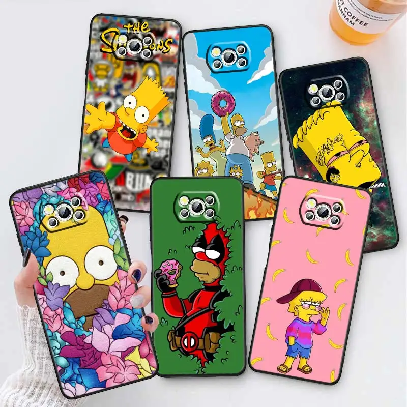 

Boy The Simpson Disney Phone Case For Xiaomi Mi Poco X5 X4 X3 NFC F5 F4 F3 GT M5 M5s M4 M3 Pro 5G Black Soft TPU Capa