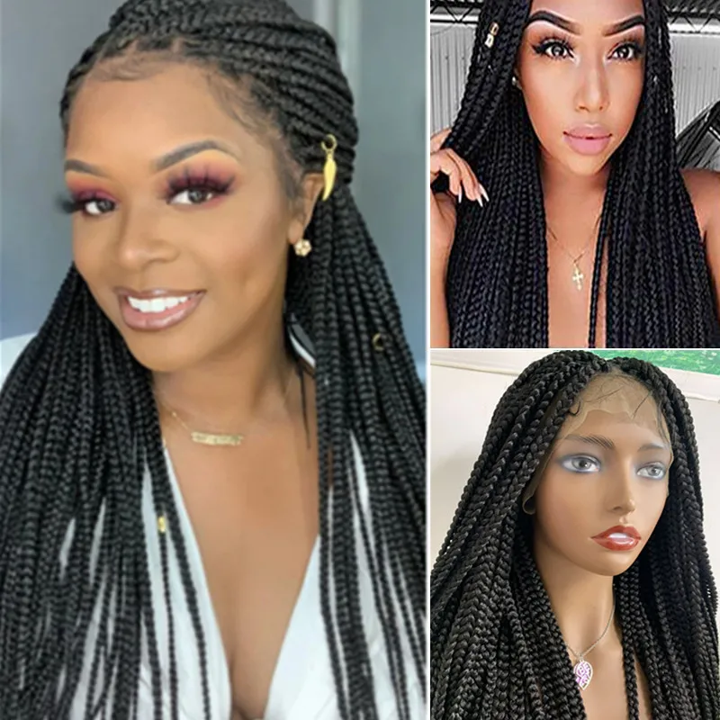 

Black Braids Wig With Baby SynthetIc Full Lace Braided Wigs 32 inch Hair For Black Women Lace Front Wigs