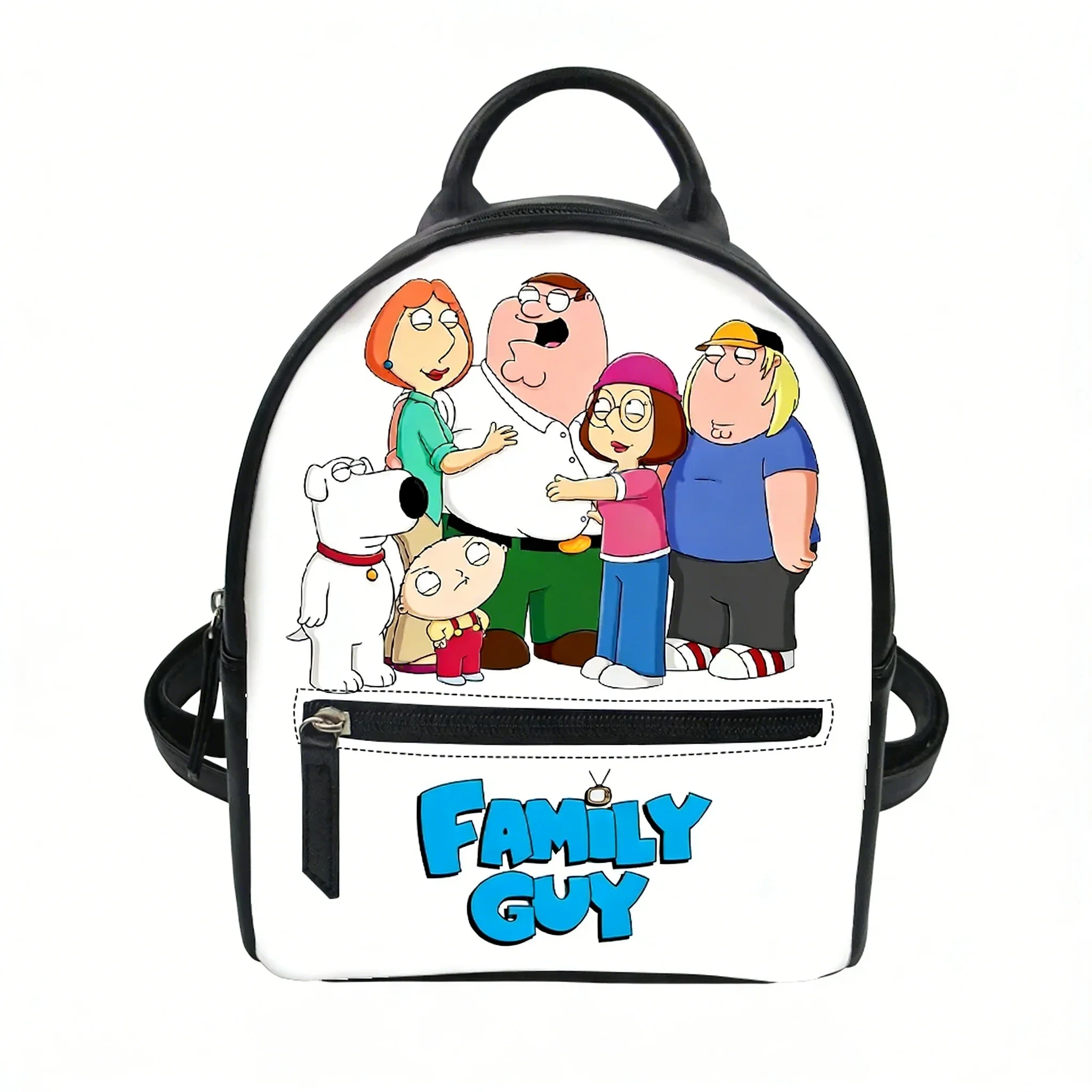Фото Рюкзак Family Guy, женская/детская школьная сумка, индивидуальный дизайн, двойная наплечная сумка, высококачественный мини-рюкзак, кожаная дорожная сумка, подарок №2