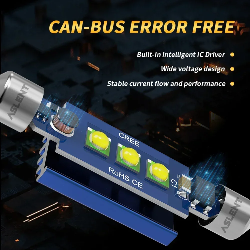 10 шт. супер яркая 31 мм 36 39 41 светодиодная лампа CANBUS C10W C5W CREE Chip 12 В купольная салона