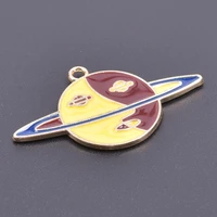 10pcs diy enamel charm planet saturn pendant charms for jewelry making supplies colgantes handmade necklace earrings findings