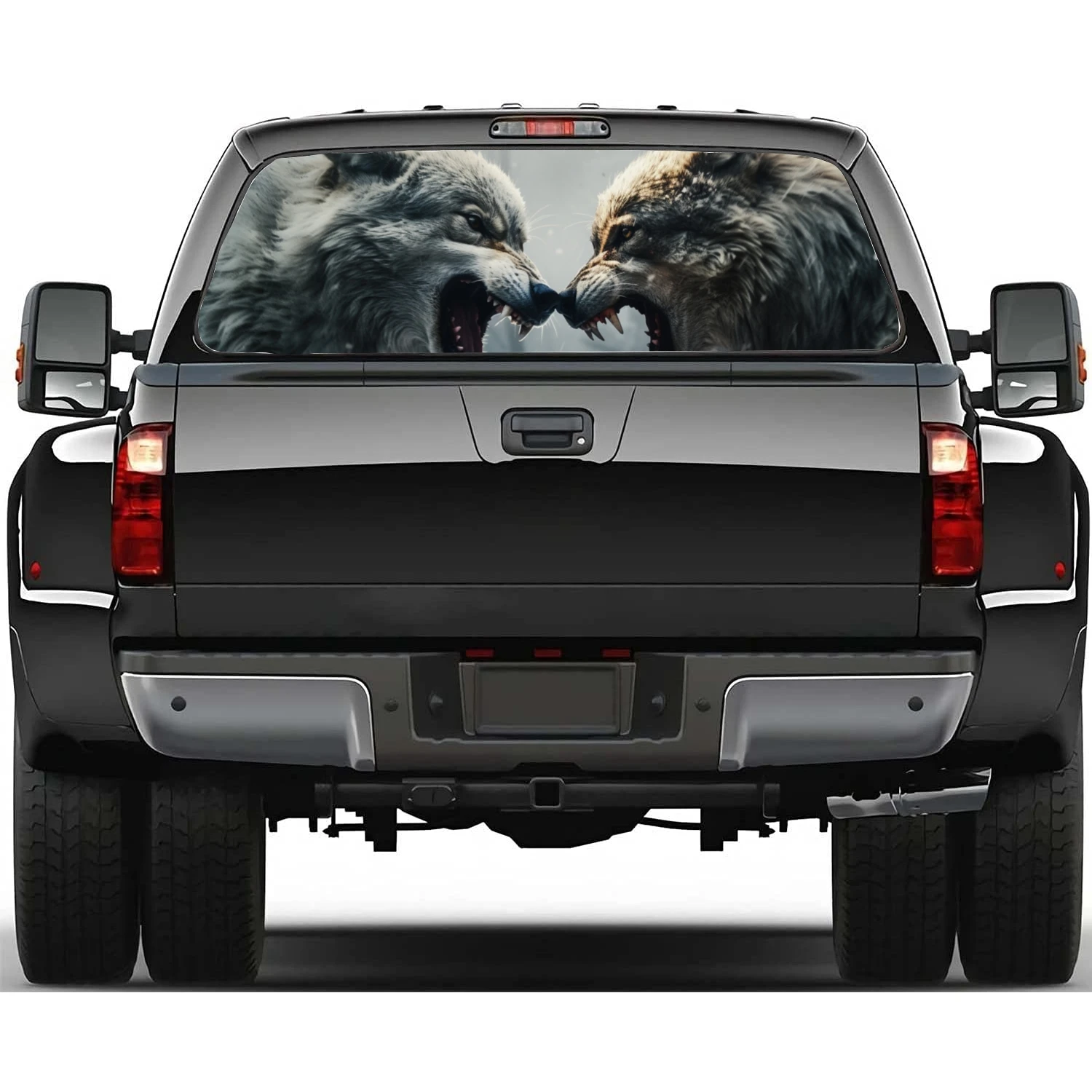 

Виниловая наклейка с волками для заднего стекла автомобиля, универсальная прозрачная перфорированная наклейка для пикапа, грузовика, автомобиля