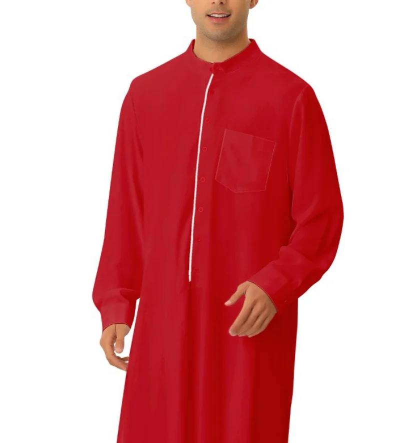 Muslim Fashion Men Pocket Shirt Robe Ramadan Eid Arabic Jubba  Thobes Abaya Bonnet Homme Musulman Islamic Clothing Men Kaftan