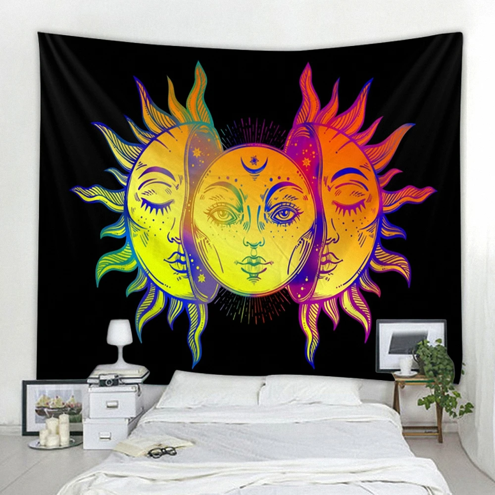 

Beautiful psychedelic face printing big wall mounted cheap hippie Banner Flag bohemian wall tapestry mandala wall art decoration