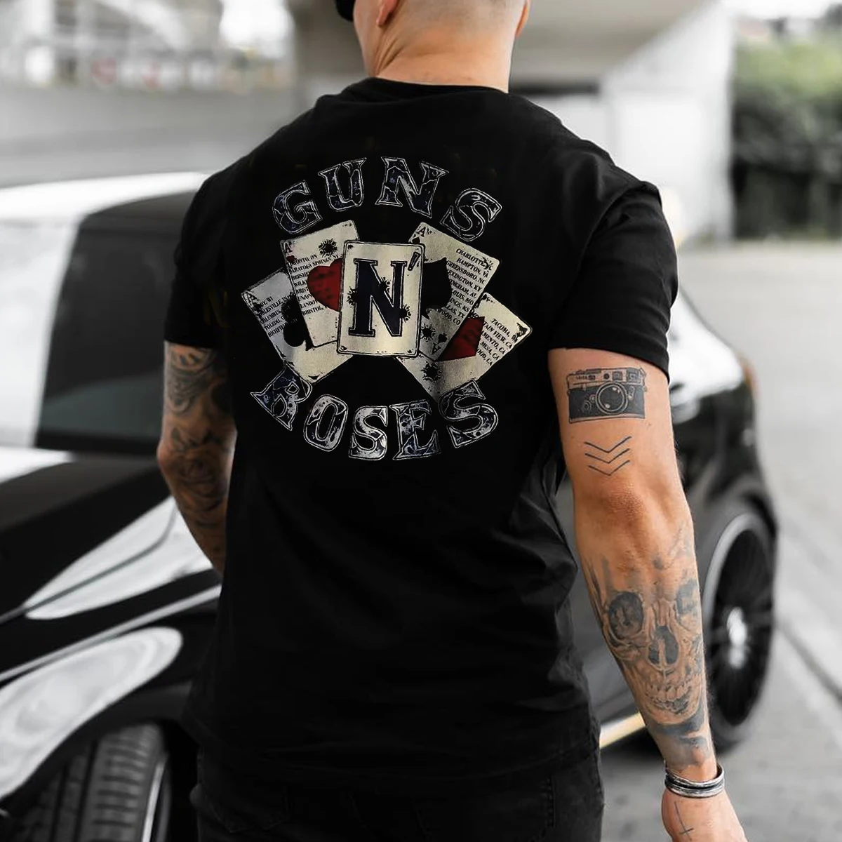 2022 Summer Street Style Poker Graphic Print Short Sleeve Mens T-shirts Casual Tops Tshirt